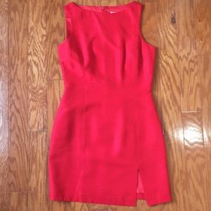 Silk Red Boatneck Shift Dress